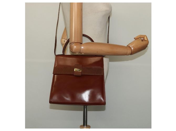 Borsa a mano in pelle Salvatore Ferragamo Vala 2 in 1 Marrone Oro Auth bs28714 D'oro - vista 23