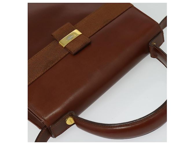 Borsa a mano in pelle Salvatore Ferragamo Vala 2 in 1 Marrone Oro Auth bs28714 D'oro - vista 6