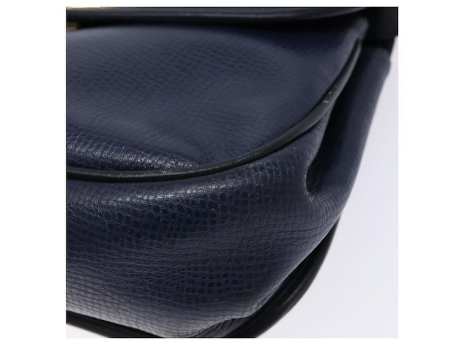 Borsa a Spalla Christian Dior in Pelle Blu Navy Oro Auth bs28726 D'oro - vista 10