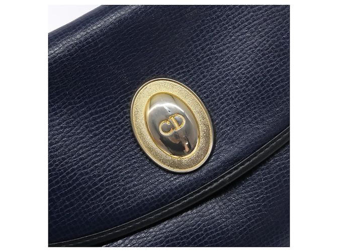 Borsa a Spalla Christian Dior in Pelle Blu Navy Oro Auth bs28726 D'oro - vista 14