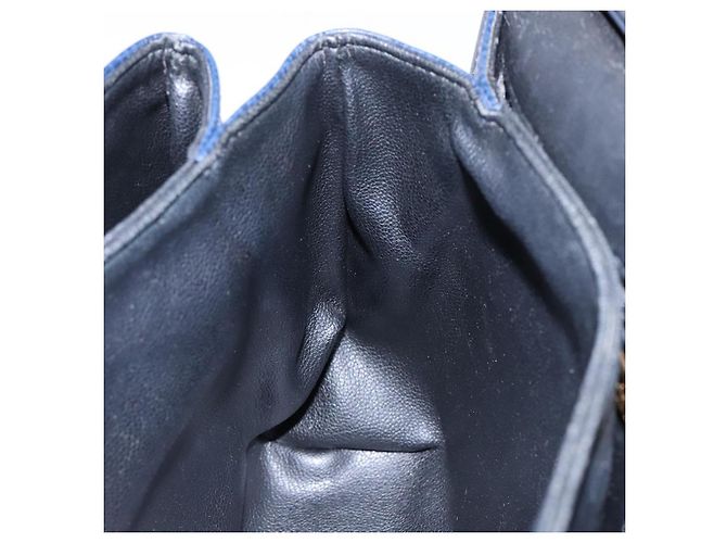 Borsa a Spalla Christian Dior in Pelle Blu Navy Oro Auth bs28726 D'oro - vista 19