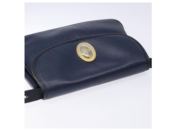 Borsa a Spalla Christian Dior in Pelle Blu Navy Oro Auth bs28726 D'oro - vista 6