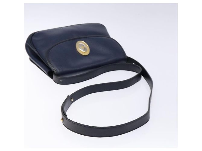 Borsa a Spalla Christian Dior in Pelle Blu Navy Oro Auth bs28726 D'oro - vista 7