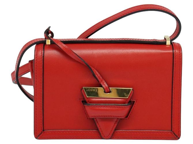 Borsa a Spalla LOEWE Barcelona in Pelle Rossa Oro Auth 138556 Rosso D'oro - vista 13