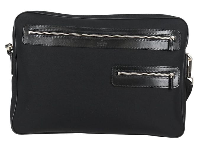Borsa a Spalla GUCCI Nylon Nero Argento 73955 Auth bs28449 - vista 2