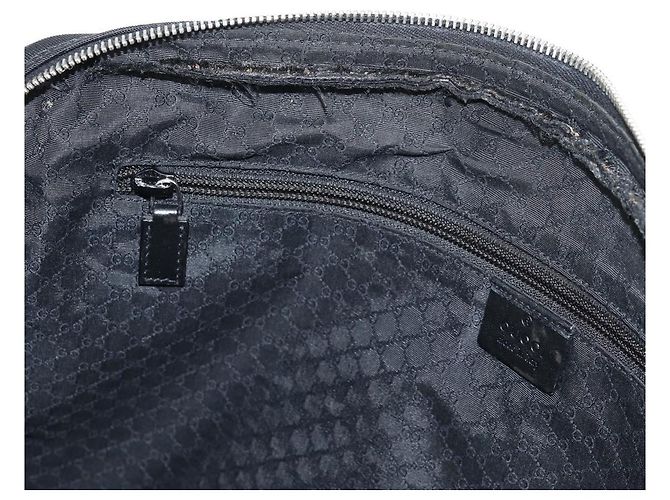 Borsa a Spalla GUCCI Nylon Nero Argento 73955 Auth bs28449 - vista 23