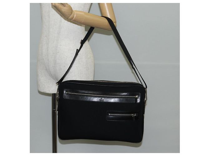 Borsa a Spalla GUCCI Nylon Nero Argento 73955 Auth bs28449 - vista 27