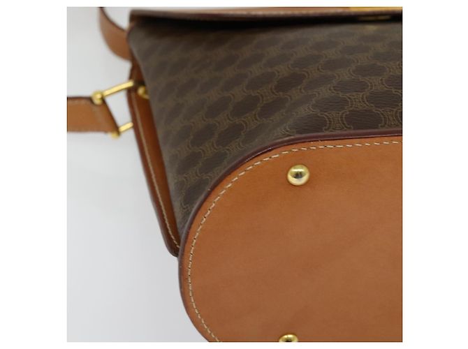 Céline Borsa a Spalla in Tela Macadam CELINE in Pelle PVC Marrone Oro Auth 129705 D'oro - vista 14