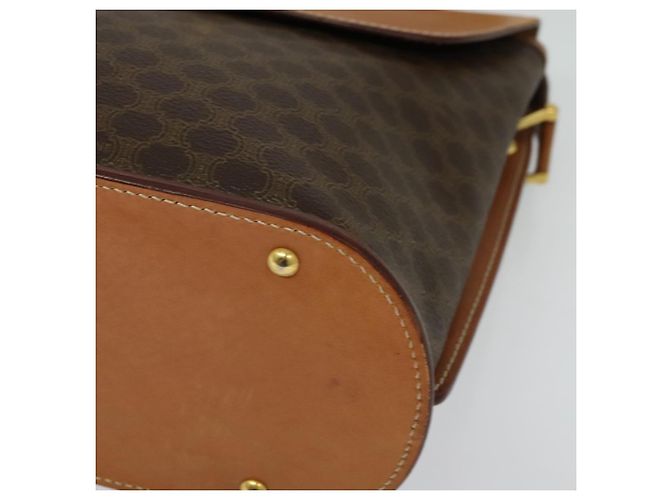 Céline Borsa a Spalla in Tela Macadam CELINE in Pelle PVC Marrone Oro Auth 129705 D'oro - vista 15