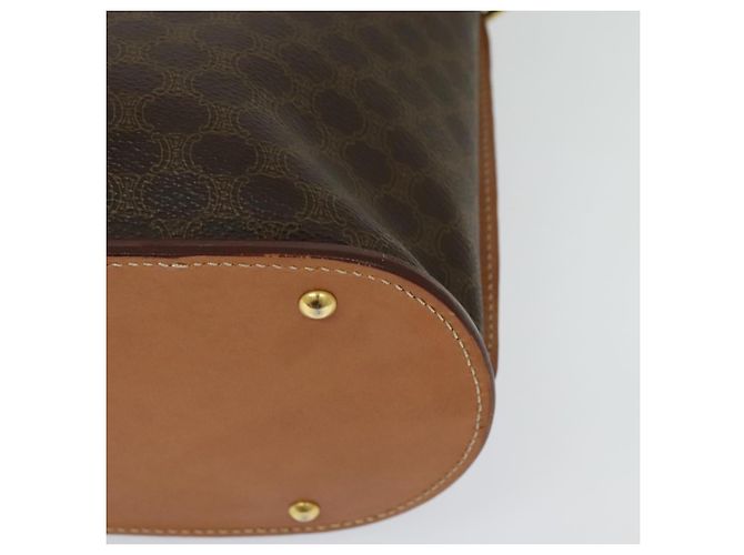Céline Borsa a Spalla in Tela Macadam CELINE in Pelle PVC Marrone Oro Auth 129705 D'oro - vista 17