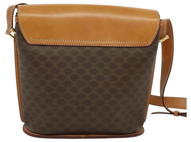 Céline Borsa a Spalla in Tela Macadam CELINE in Pelle PVC Marrone Oro Auth 129705 D'oro - vista 2
