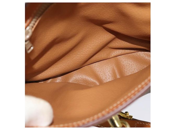 Céline Borsa a Spalla in Tela Macadam CELINE in Pelle PVC Marrone Oro Auth 129705 D'oro - vista 22