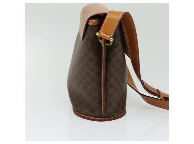 Céline Borsa a Spalla in Tela Macadam CELINE in Pelle PVC Marrone Oro Auth 129705 D'oro - vista 3