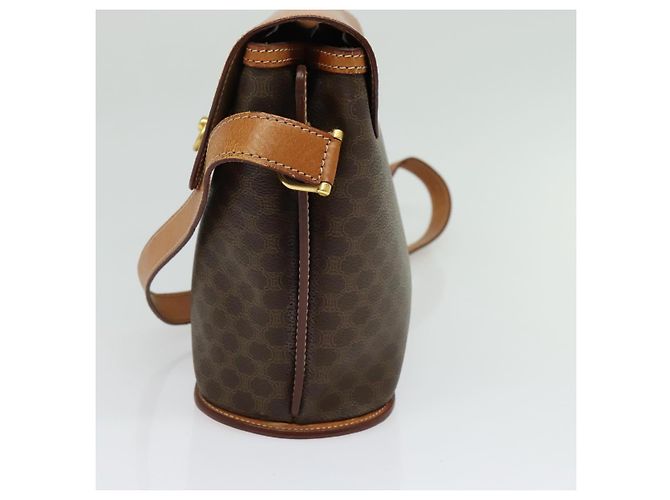 Céline Borsa a Spalla in Tela Macadam CELINE in Pelle PVC Marrone Oro Auth 129705 D'oro - vista 4