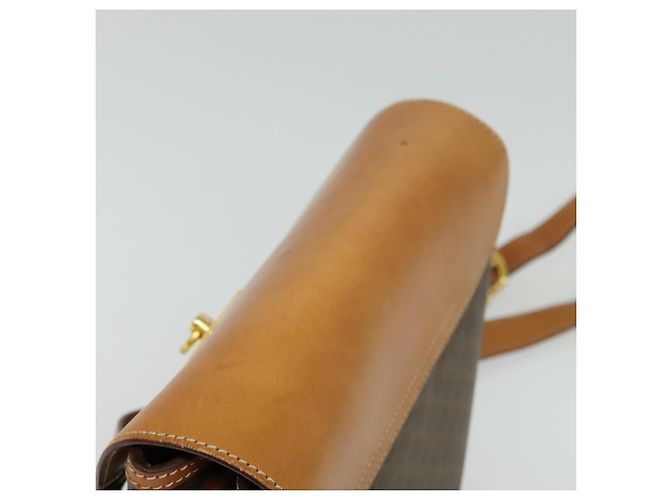 Céline Borsa a Spalla in Tela Macadam CELINE in Pelle PVC Marrone Oro Auth 129705 D'oro - vista 6