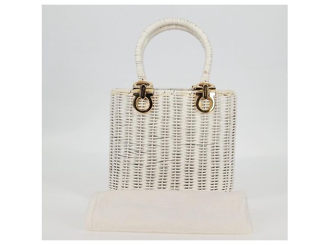 Gancini Handtasche aus Raphia in Weiß und Gold Auth 136858V von Salvatore Ferragamo Golden - Ansicht 12