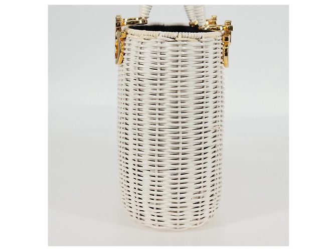Gancini Handtasche aus Raphia in Weiß und Gold Auth 136858V von Salvatore Ferragamo Golden - Ansicht 5