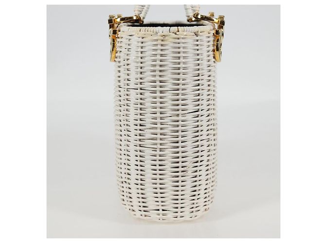 Gancini Handtasche aus Raphia in Weiß und Gold Auth 136858V von Salvatore Ferragamo Golden - Ansicht 6