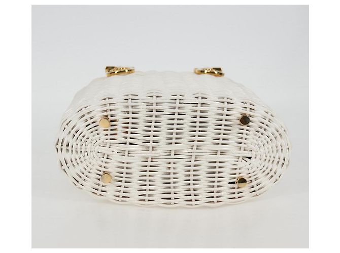 Gancini Handtasche aus Raphia in Weiß und Gold Auth 136858V von Salvatore Ferragamo Golden - Ansicht 8