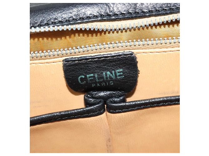Céline Borsa a Spalla CELINE in Pelle Nera Oro Auth 139445 Nero D'oro - vista 16