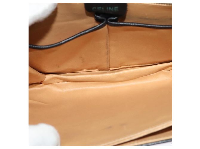 Céline Borsa a Spalla CELINE in Pelle Nera Oro Auth 139445 Nero D'oro - vista 17