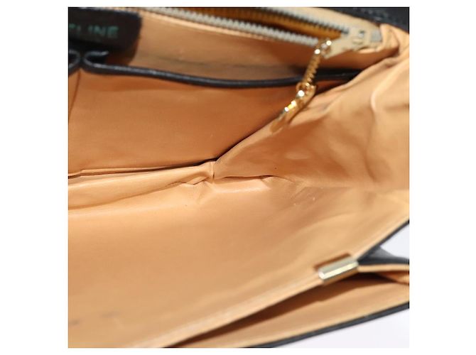 Céline Borsa a Spalla CELINE in Pelle Nera Oro Auth 139445 Nero D'oro - vista 18