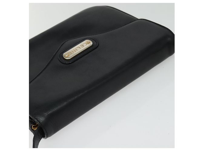 Céline Borsa a Spalla CELINE in Pelle Nera Oro Auth 139445 Nero D'oro - vista 6