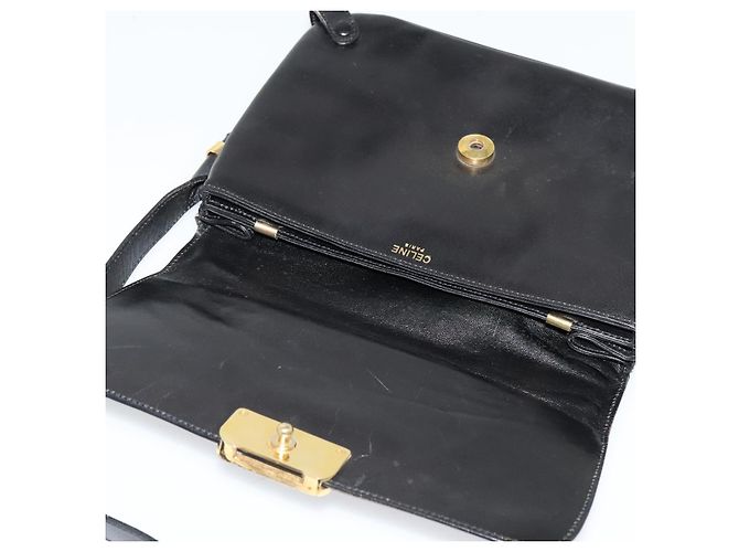 Céline Borsa a Spalla CELINE in Pelle Nera Oro Auth 138409 Nero D'oro - vista 15