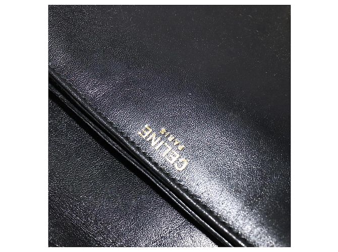 Céline Borsa a Spalla CELINE in Pelle Nera Oro Auth 138409 Nero D'oro - vista 16