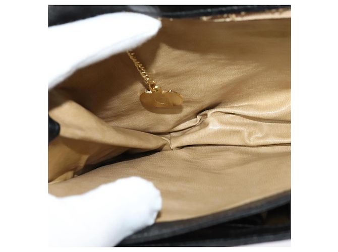 Céline Borsa a Spalla CELINE in Pelle Nera Oro Auth 138409 Nero D'oro - vista 19