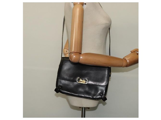 Céline Borsa a Spalla CELINE in Pelle Nera Oro Auth 138409 Nero D'oro - vista 23