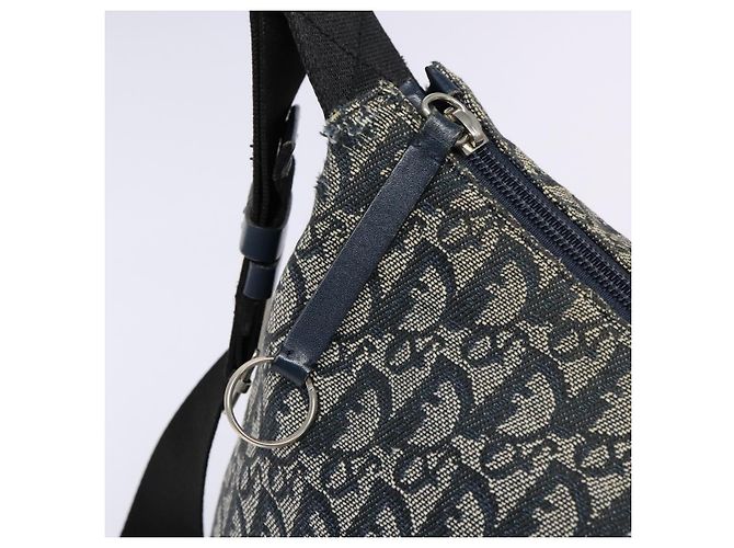 Borsa a Spalla in Tela Trotter Christian Dior Navy Argento Auth yk19191 Blu navy - vista 15