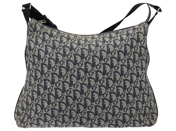 Borsa a Spalla in Tela Trotter Christian Dior Navy Argento Auth yk19191 Blu navy - vista 2