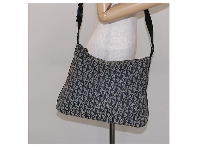 Borsa a Spalla in Tela Trotter Christian Dior Navy Argento Auth yk19191 Blu navy - vista 23