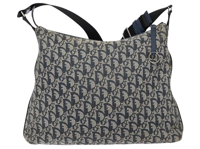 Borsa a Spalla in Tela Trotter Christian Dior Navy Argento Auth yk19191 Blu navy - vista 3