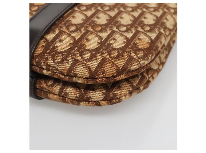 Borsa a mano in tela Trotter Christian Dior marrone oro Auth 138806 D'oro - vista 10