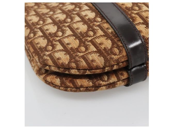 Borsa a mano in tela Trotter Christian Dior marrone oro Auth 138806 D'oro - vista 11