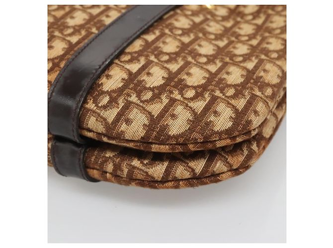 Borsa a mano in tela Trotter Christian Dior marrone oro Auth 138806 D'oro - vista 12