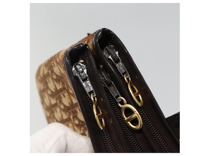 Borsa a mano in tela Trotter Christian Dior marrone oro Auth 138806 D'oro - vista 14