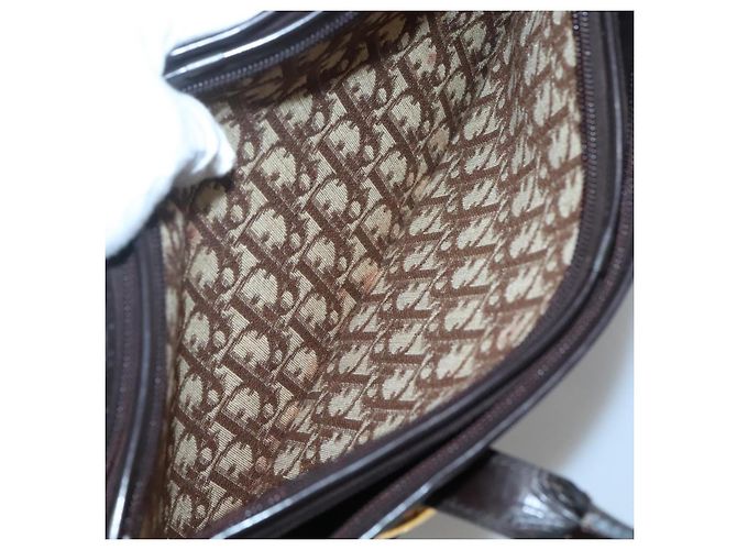 Borsa a mano in tela Trotter Christian Dior marrone oro Auth 138806 D'oro - vista 19