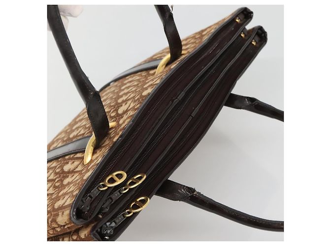 Borsa a mano in tela Trotter Christian Dior marrone oro Auth 138806 D'oro - vista 6