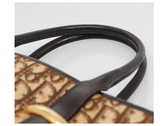 Borsa a mano in tela Trotter Christian Dior marrone oro Auth 138806 D'oro - vista 8