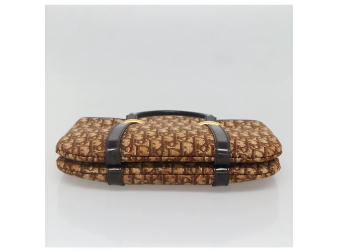 Borsa a mano in tela Trotter Christian Dior marrone oro Auth 138806 D'oro - vista 9
