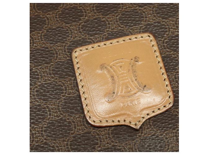Céline Sac à épaule en toile Macadam CELINE en cuir PVC marron doré Auth 138456 - vue 14
