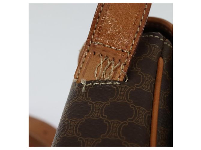 Céline Sac à épaule en toile Macadam CELINE en cuir PVC marron doré Auth 138456 - vue 15