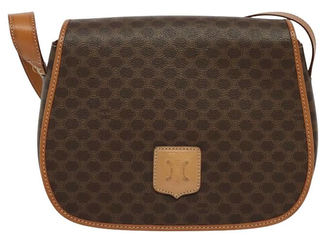 Céline Sac à épaule en toile Macadam CELINE en cuir PVC marron doré Auth 138456 - vue 2