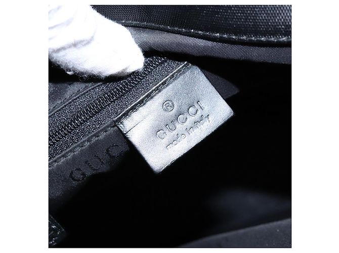 Borsa a mano in nylon nero e argento Gucci Bamboo 002 1010 Auth ep9789 - vista 18