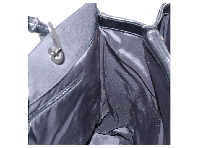 Borsa a mano in nylon nero e argento Gucci Bamboo 002 1010 Auth ep9789 - vista 19