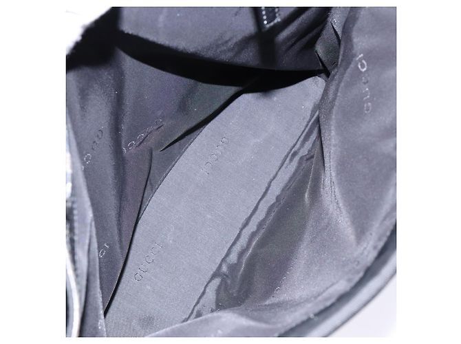 Borsa a mano in nylon nero e argento Gucci Bamboo 002 1010 Auth ep9789 - vista 23