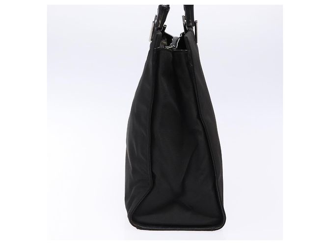 Borsa a mano in nylon nero e argento Gucci Bamboo 002 1010 Auth ep9789 - vista 3